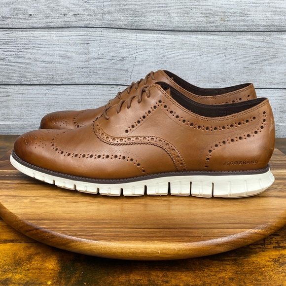 Cole Haan ZEROGRAND Wingtip Oxford British Tan Shoe C14493 Men’s Size 15 - Picture 1 of 13